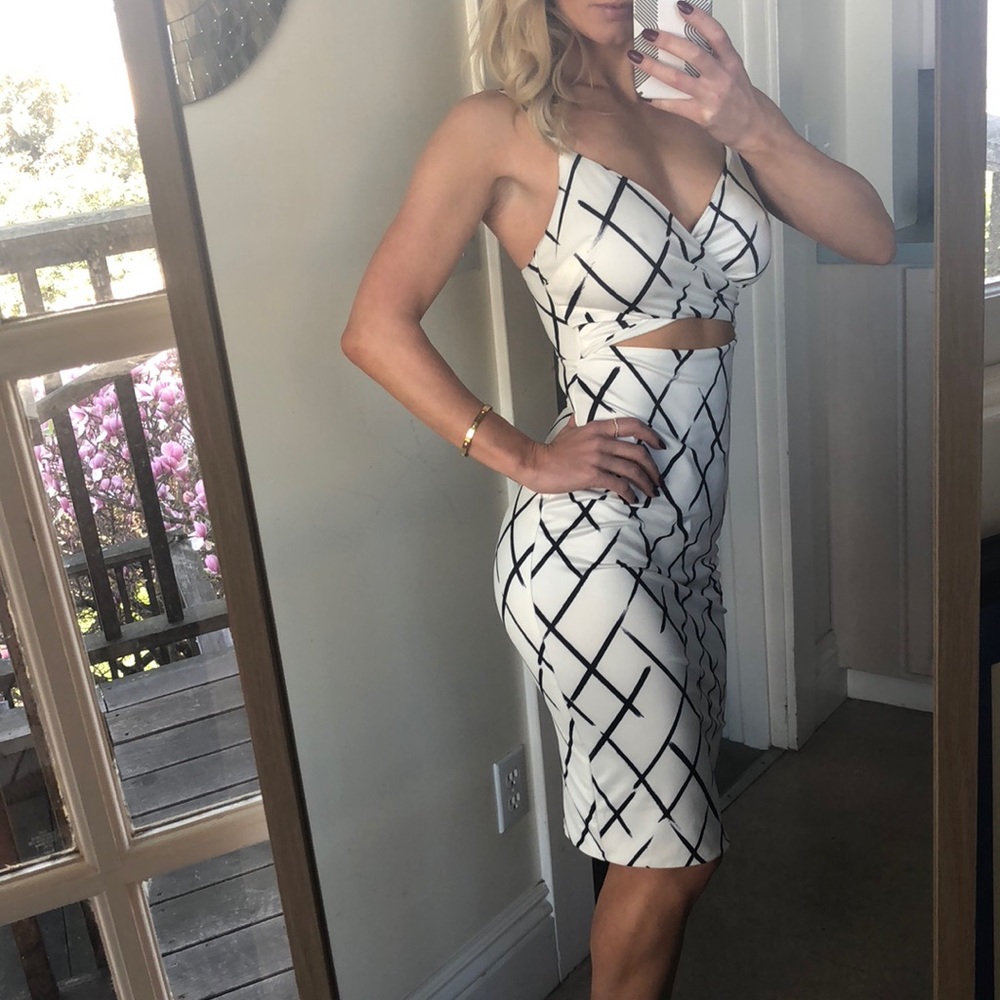 Hello Molly black and white, cutout, midi dress